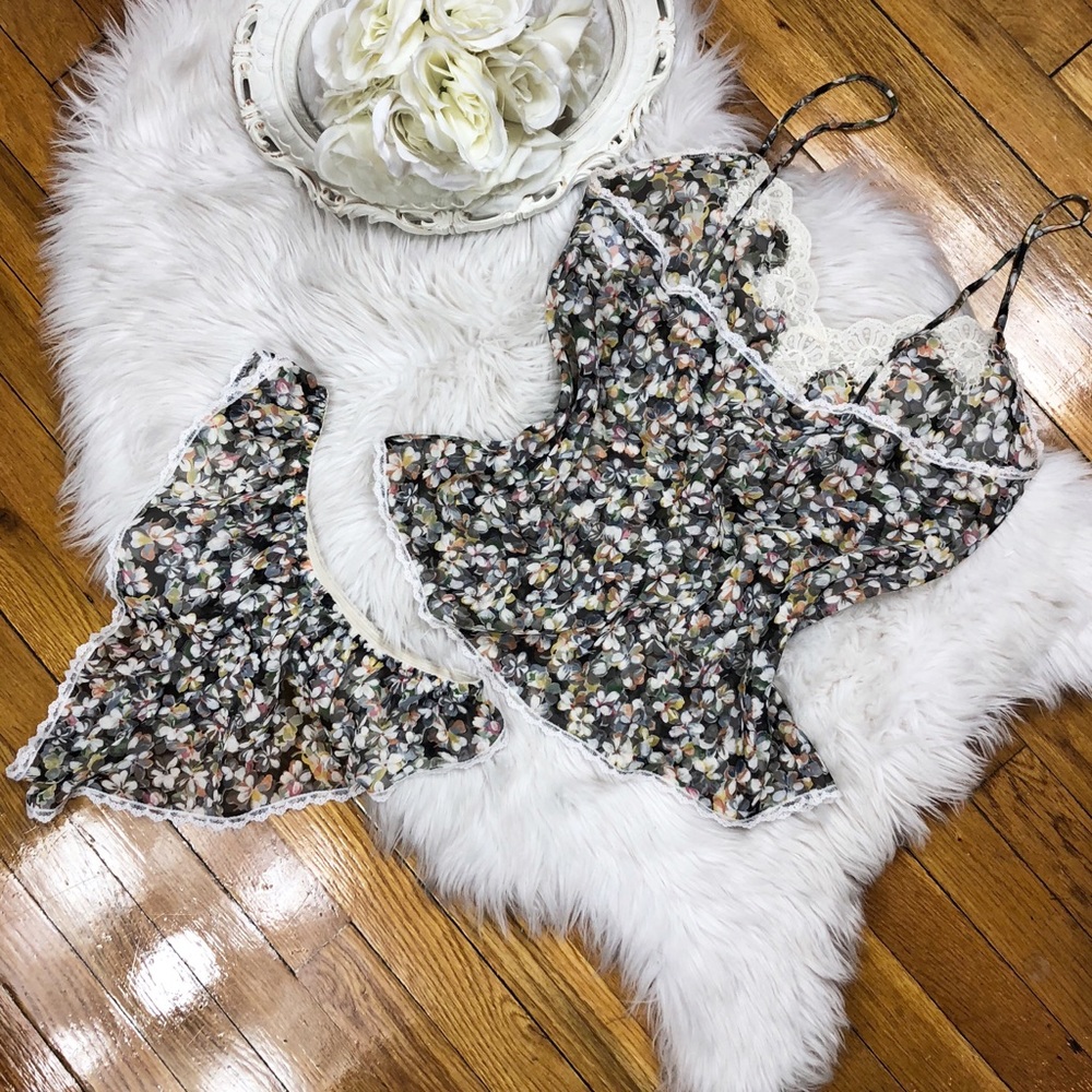 SOLD🌹Vtg Christian Dior Floral Chiffon Sleep Set - Picture 4 of 5